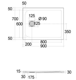 Душовий піддон Kludi Terra 70х90 см композит чорний матовий 08DW0439