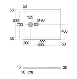 Душовий піддон Kludi Terra 80х100 см композит білий матовий 08DW0853