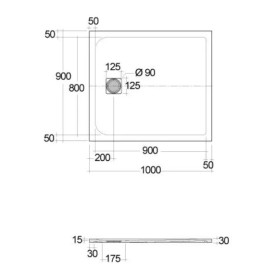 Душовий піддон Kludi Terra 90х100 см композит білий матовий 09DW0853