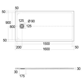 Душовий піддон Kludi Terra 90х160 см композит чорний матовий 09DW0539