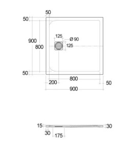 Душовий піддон Kludi Terra 90х90 см композит білий матовий 09DW0953
