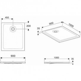 Душевой поддон Koło Nemea 100х90 см акрил белый матовый 550.584.00.1