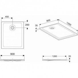 Душовий піддон Koło Nemea 120х90 см акрил білий матовий 550.586.00.1