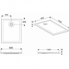 Душевой поддон Koło Nemea 140х80 см акрил белый 550.567.00.1