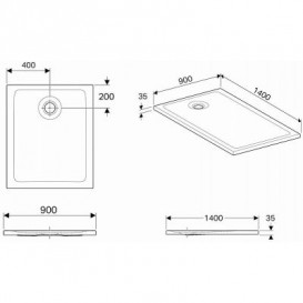 Душовий піддон Koło Nemea 140х90 см акрил білий 550.568.00.1