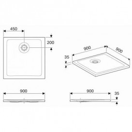 Душевой поддон Koło Nemea 90х90 см акрил белый глянцевый 550.561.00.1