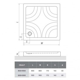 Душовий піддон Koller Pool Cola-P 80x80 см квадратний акрил білий 8KP0022