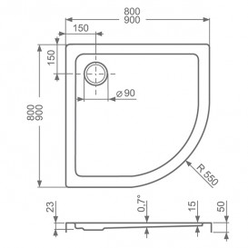 Душовий піддон Koller Pool Flat Round 80x80 см напівкруглий акрил білий 8KPО118