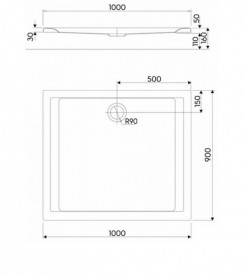 Душовий піддон Kolo Pacyfik 100х90 прямокутний білий XBP0719101