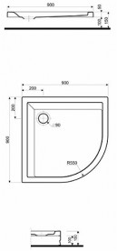 Душевой поддон Kolo Pacyfik 90х90 четверть круга белый XBN0790101