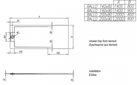 Душевой поддон Kolpa San Ballo 140х80 см Kerrock белый 551080