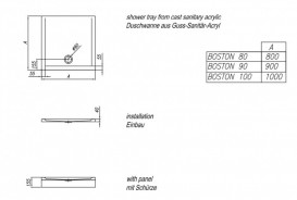 Душовий піддон Kolpa San Boston 90x90/O квадратний з панеллю акрил білий 737186
