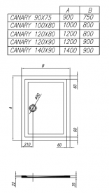 Душевой поддон Kolpa San Canary 100x80 см литой мрамор белый с акриловой панелью 534480