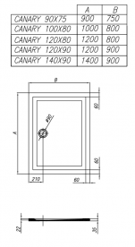 Душевой поддон Kolpa San Canary 140x90 см литой мрамор белый 597240