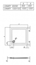 Душевой поддон Kolpa San Canary 90x90 см литой мрамор белый 597190