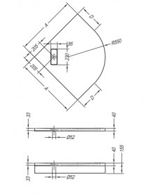 Душевой поддон Kolpa San Drop R 90х90 см/О с панелью литой санитарный акрил белый 566050