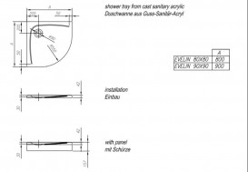 Душовий піддон Kolpa San Evelin Tray R 90x90 кутовий акрил білий 593058