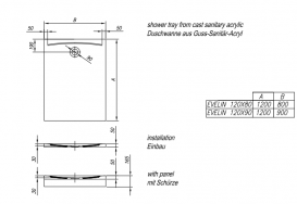 Душовий піддон Kolpa San Evelin Tray Q 120х90 см литий санітарний акрил білий 593160