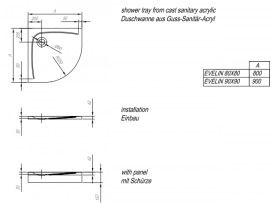 Душевой поддон Kolpa San Evelin Tray R 90х90 см литой санитарный акрил белый 593050