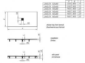 Душовий піддон Kolpa San Lavolta 140х80 см Kerrock андезит 518110
