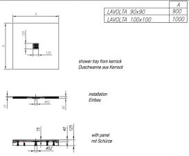 Душовий піддон Kolpa San Lavolta 90х90 см/О з панеллю Kerrock білий 551280
