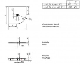 Душовий піддон Kolpa San Lavolta 90х90 см Kerrock андезит 518070