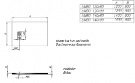 Душовий піддон Kolpa San Limbo 120х80 см литий мармур антрацит 551140
