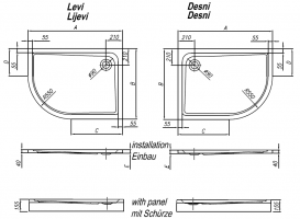 Душовий піддон Kolpa San Malur 120x90 см правий акрил білий з панеллю 537080