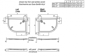 Душовий піддон Kolpa San Malur D 120х90 см литий санітарний акрил білий 766250