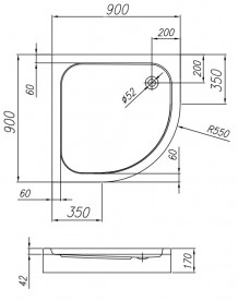 Душевой поддон Kolpa San Ontex 90/0 угловой с панелью акрил белый 755159