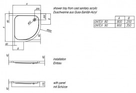 Душовий піддон Kolpa San Ontex 90х90 см/О з панеллю санітарний акрил білий 755150