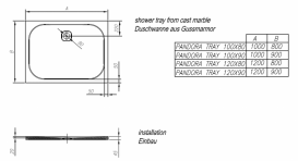 560900Душовий піддон Kolpa San Pandora Tray 120х80 см литий мармур білий 560900