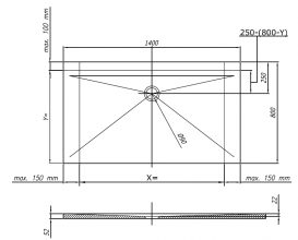 Душевой поддон Kolpa San Re-walk 140х80 см литой мрамор белый матовый 597150