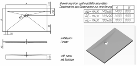 Душевой поддон Kolpa San Re-walk 180х80 см литой мрамор белый с панелью kerrock 961620