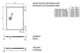 Душовий піддон Kolpa San Salsa 140×90 см акрил білий з панеллю 534830