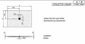 Душовий піддон Kolpa San Stiletto 130х90 см литий мармур антрацит 927080
