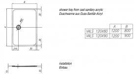 Душовий піддон Kolpa San Vals 120х90 см литий мармур білий 597820