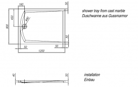 Душовий піддон Kolpa San Vip 120х90 см литий мармур білий з акриловою панеллю 945890
