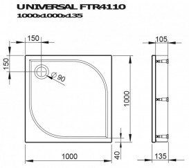 Душевой поддон квадратный Devit Universal 100х100 см искусственный камень белый FTR4110