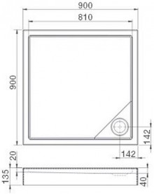 Душевой поддон квадратный Roca Malaga Square Compact 90х90 см акрил белый A276256000