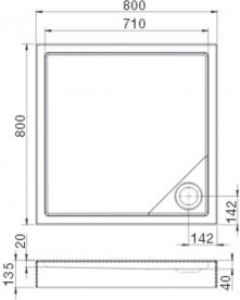 Душовий піддон квадратний Roca Malaga Square Compact 80х80 см акрил білий A276254000