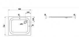 Душовий піддон Laufen Platina 75х90 см емальована сталь білий H2150030000401