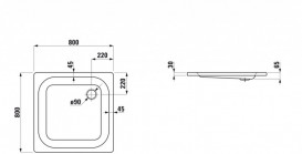 Душевой поддон Laufen Platina 80х80 см эмалированная сталь с покрытием Antislip белый H2150116000401