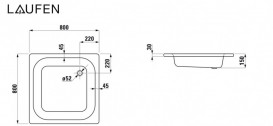 Душевой поддон Laufen Platina 80х80х15 см эмалированная сталь белый H2150210000401