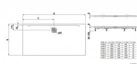 Душовий піддон Laufen Pro 100х200 см композитний матеріал Marbond антрацит H2119570780001