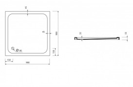 Душевой поддон Marmorin Ceti 90х90 см искусственный камень белый 180 090 2xx