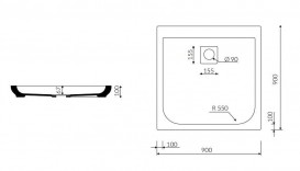 Душовий піддон Marmorin Dione 90х90 см штучний камінь білий 490 090 2xx