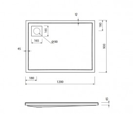 Душовий піддон Marmorin Modico I 120х90 см штучний камінь білий 269 129 2xx