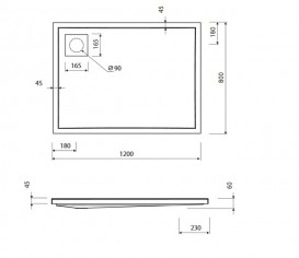 Душевой поддон Marmorin Modico I 120х80 см искусственный камень белый 269 128 2xx