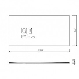 Душевой поддон Marmorin Porto 1600 литой камень белый P_B_558_01_1600